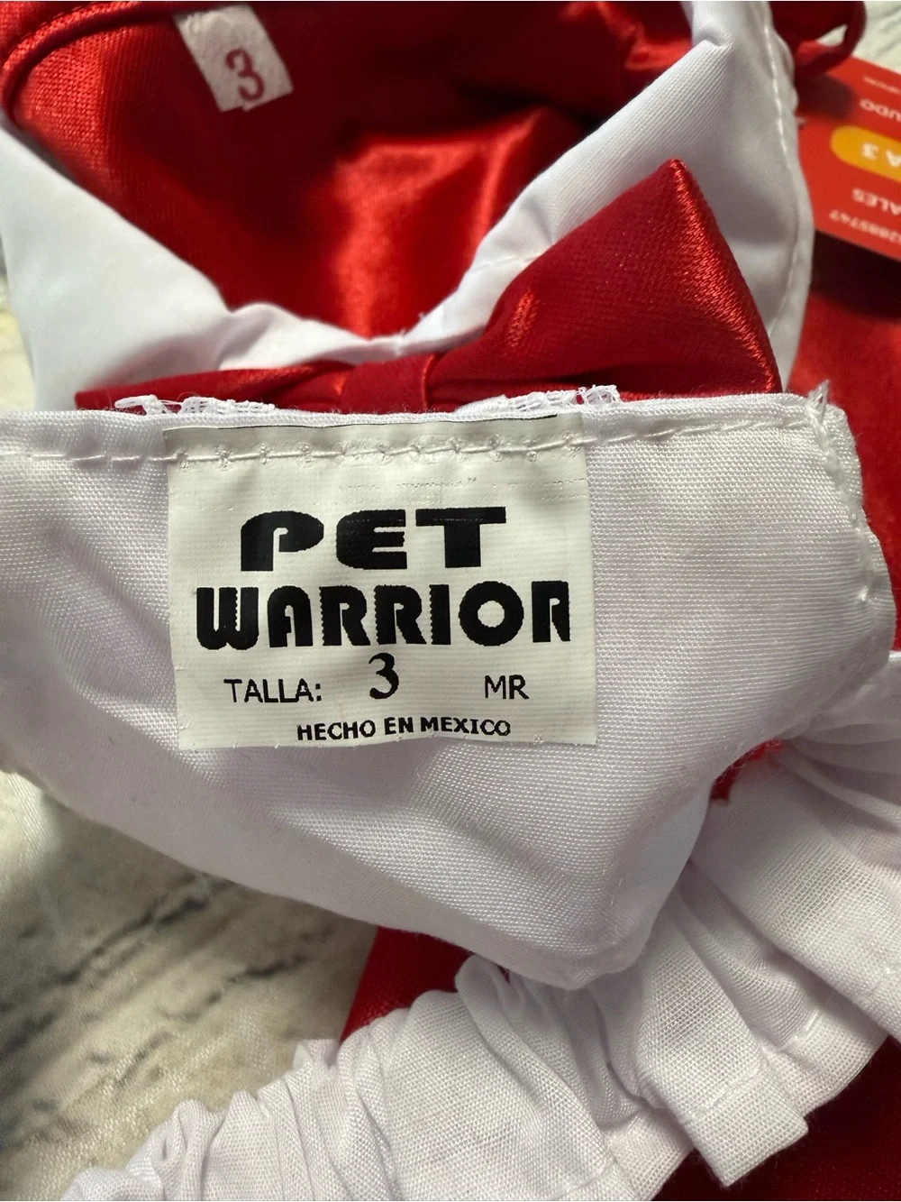 Pet Warrior Red Satin pet Costume Party Dress with White Collar and Bow